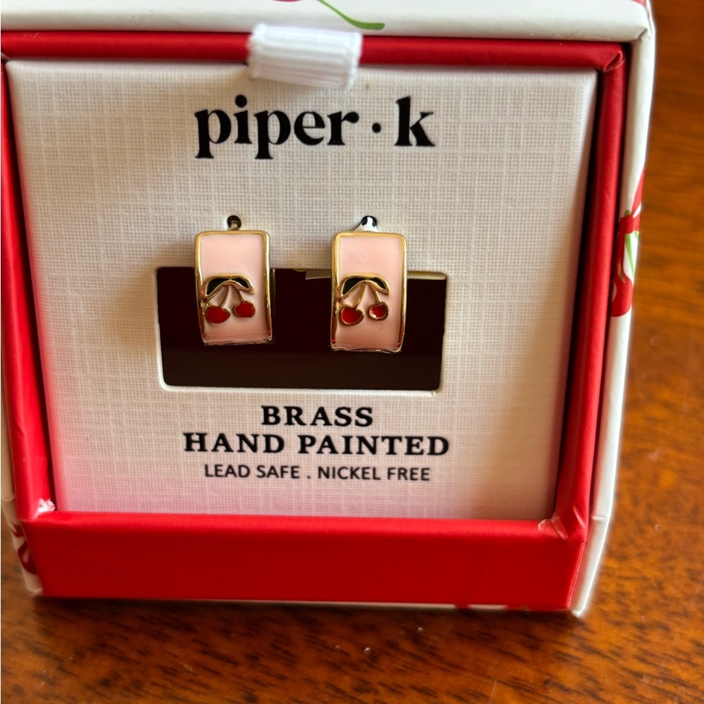 Piper Cherry Earrings Set - Red and Gold - Picture 2 of 6